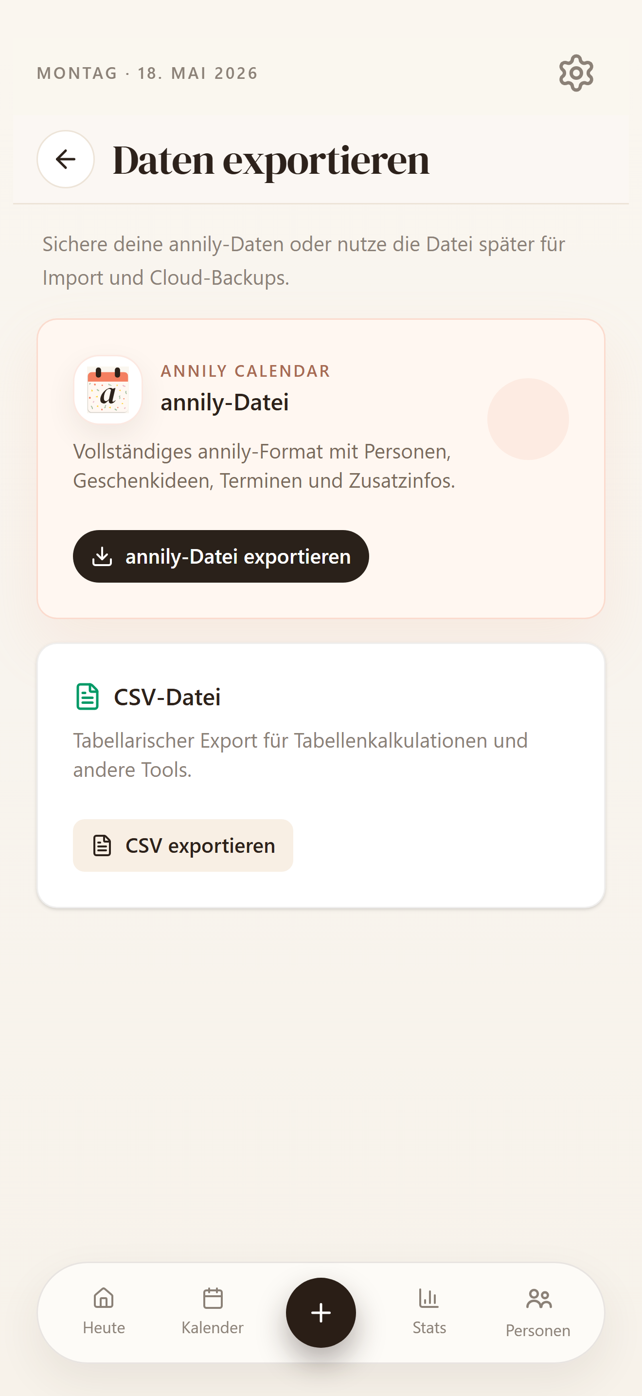 Daten importieren, exportieren und sichern