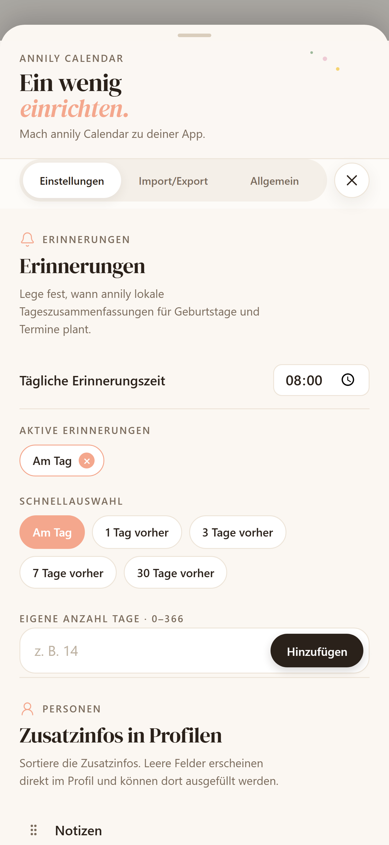 Übersichtliche Einstellungen auf einen Blick