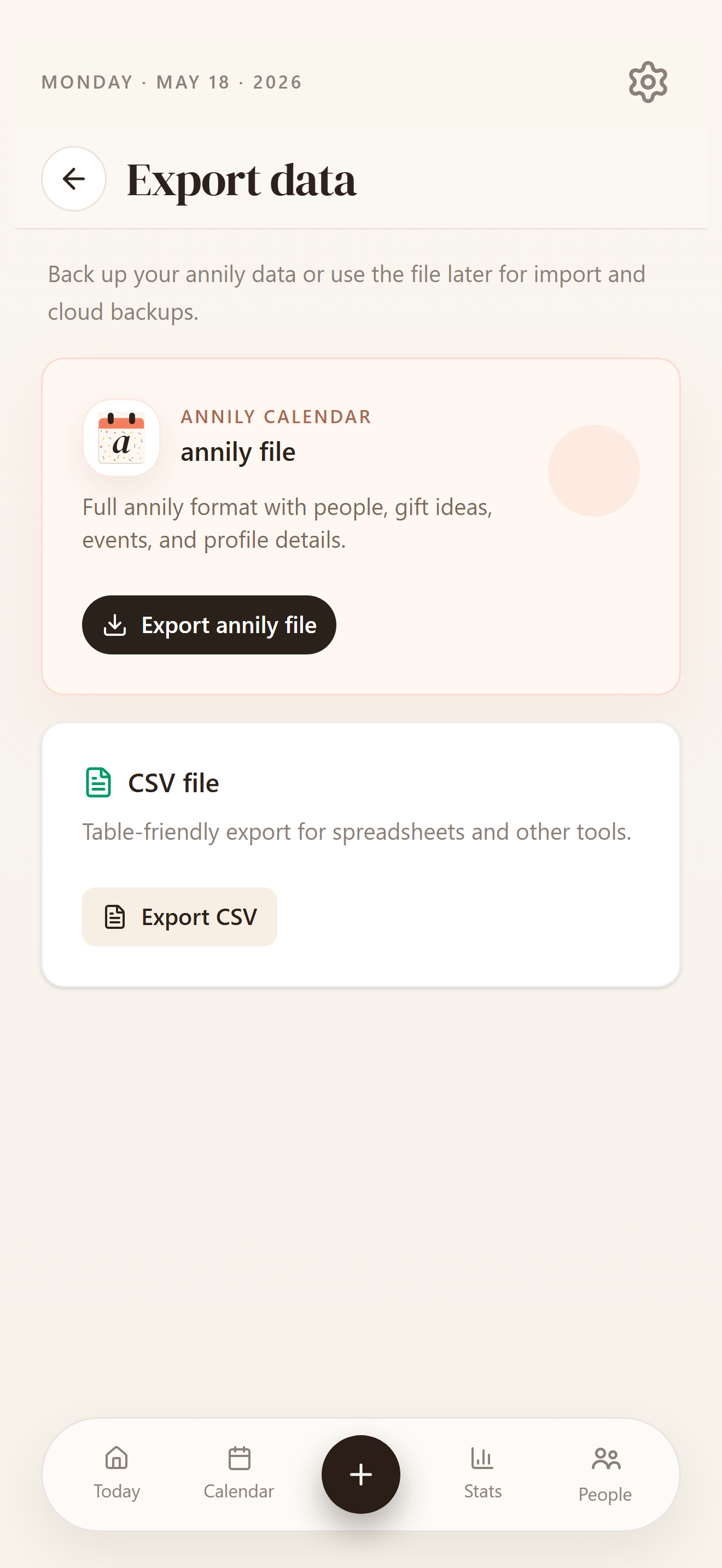 Import, export, and back up your data
