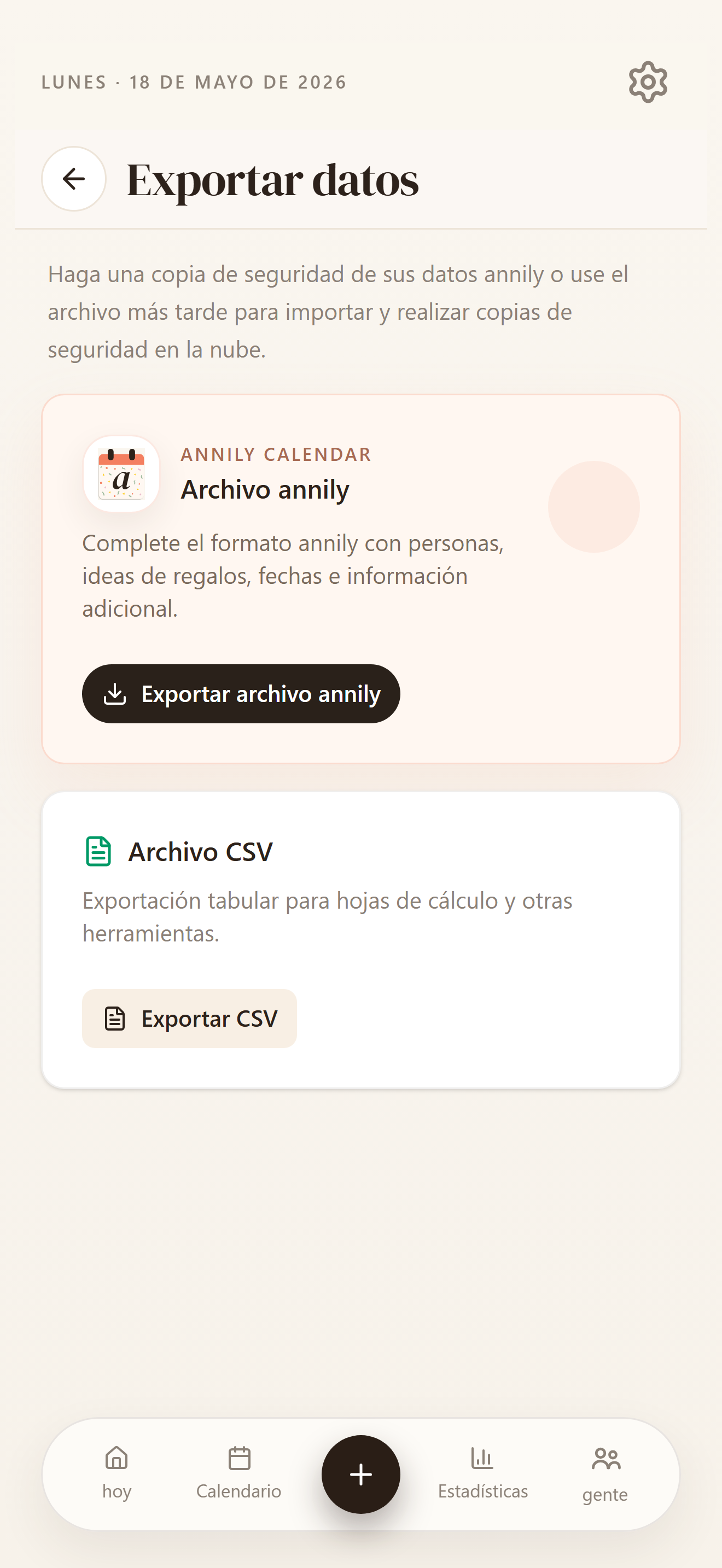 Importar, exportar y respaldar tus datos