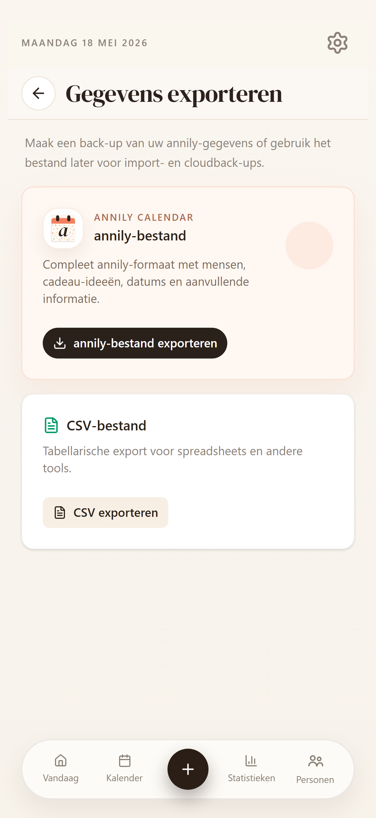 Gegevens importeren, exporteren en back-uppen