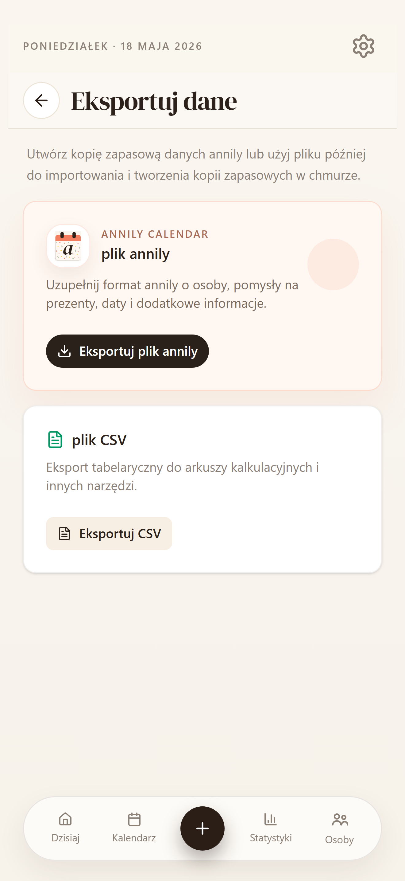 Import, eksport i kopia zapasowa danych